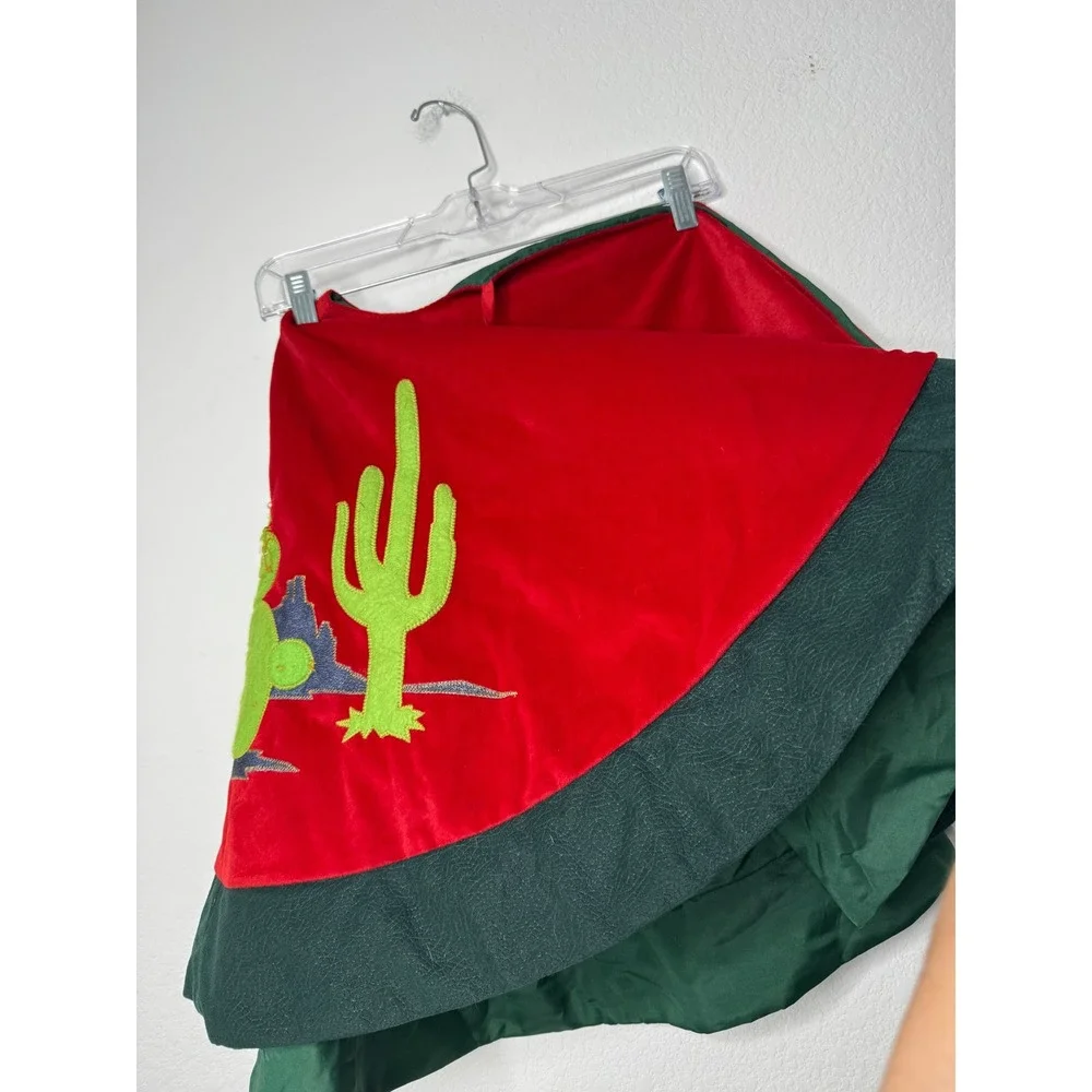 Prima Creations Southwestern Christmas Tree Skirt Red Velvet Kokopelli Cactus 48